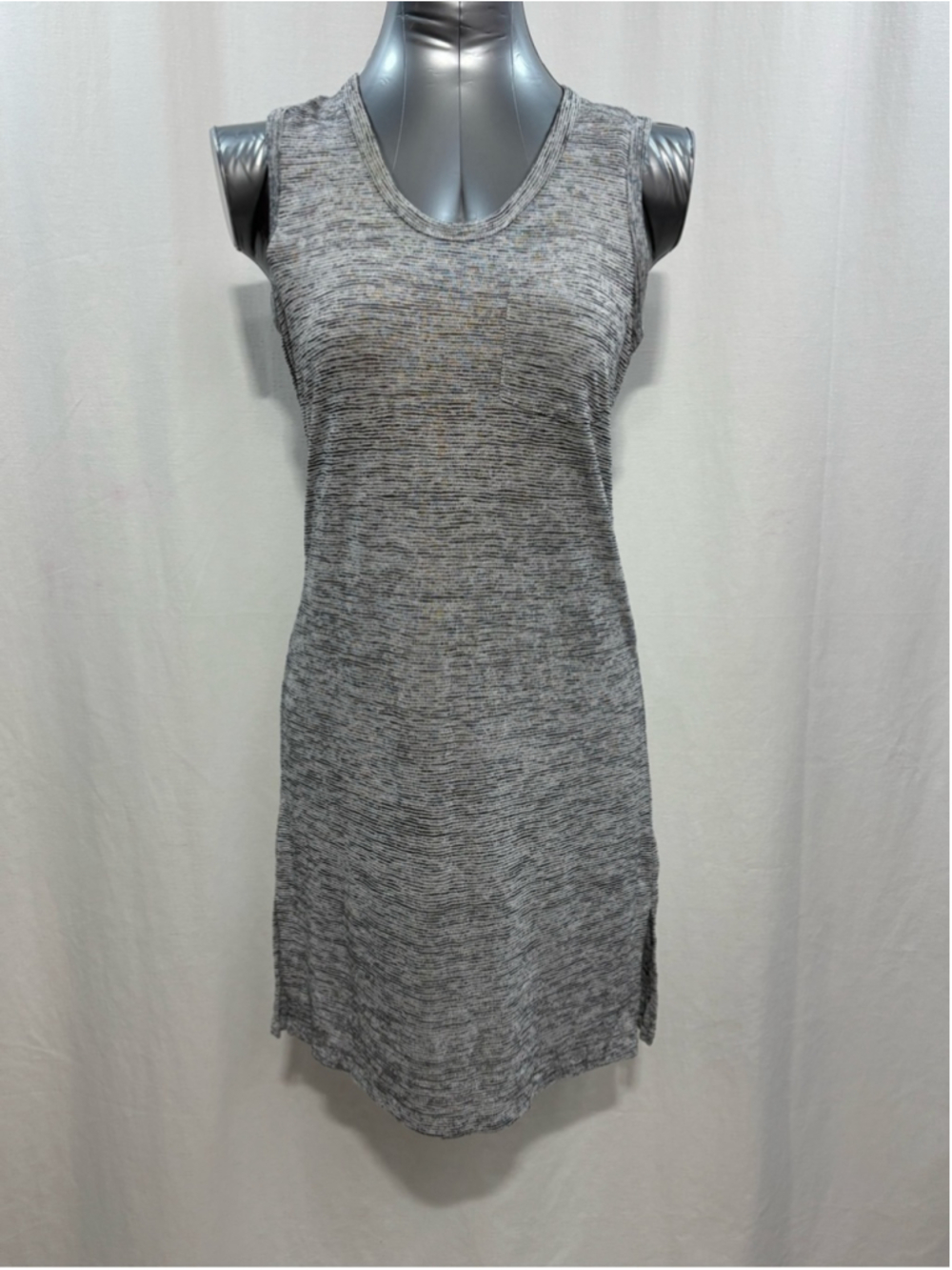 J. Crew Gray Sleeveless tank dress scoop neck micro stripe 372 stretch casual - Picture 2 of 7